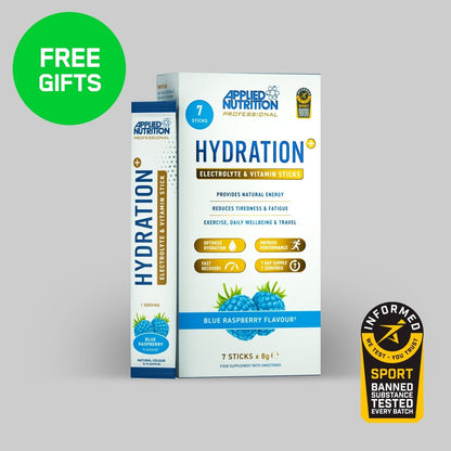 Applied Nutrition Hydration+ Electrolyte & Vitamin Powder Sticks 7x8g Blue Raspberry