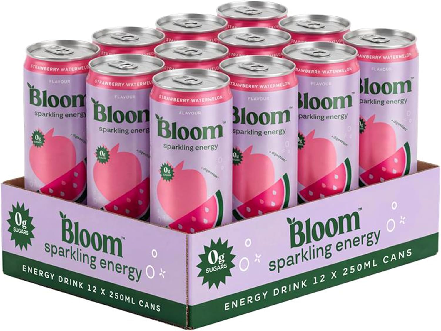 Bloom Sparkling Energy Strawberry Watermelon 12 x 250ml can tray