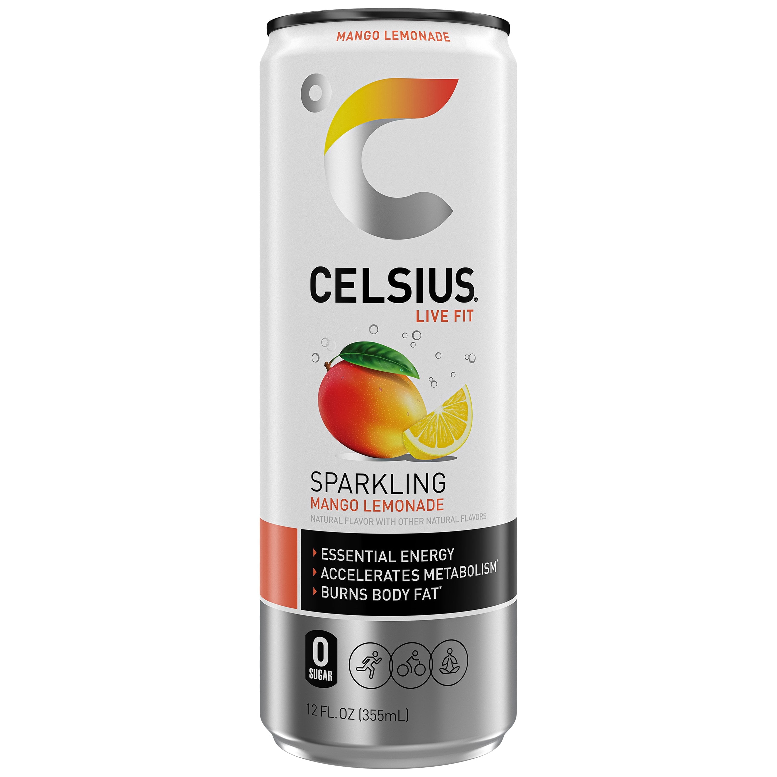 Celsius Sparkling Mango Lemonade 355ml front-facing can