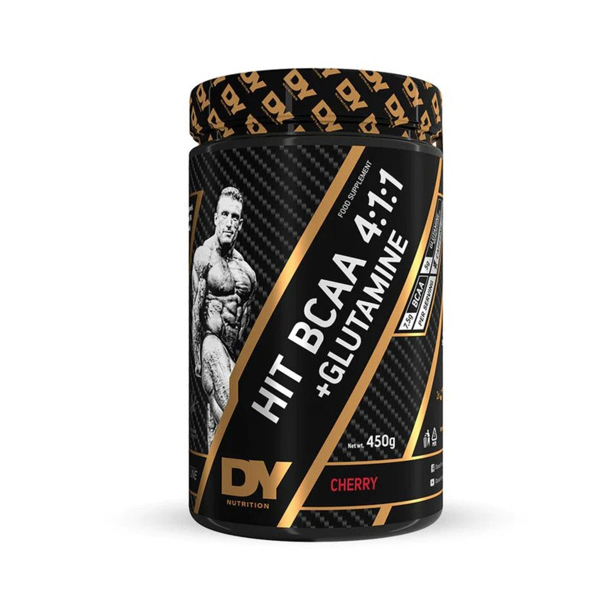 DY HIT BCAA 4:1:1 with Glutamine 450g Cherry front tub