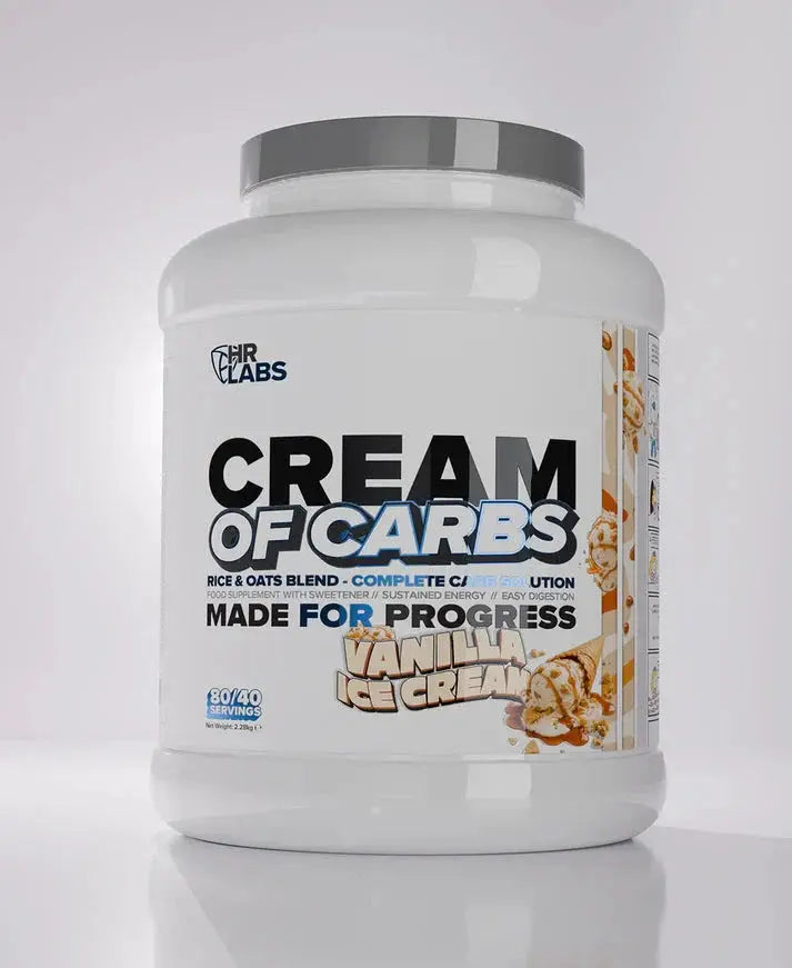 HR Labs Cream of Carbs 2.28kg Vanilla Ice Cream front-facing tub