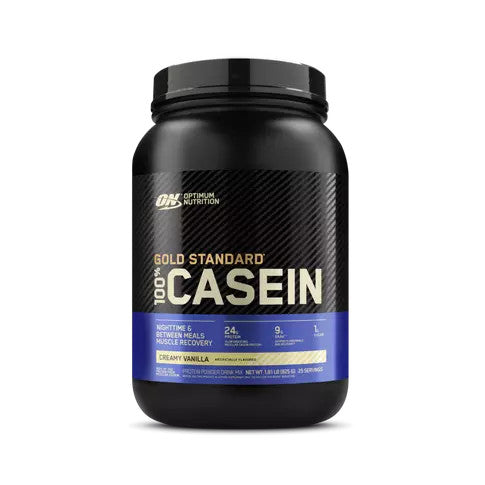 Optimum Nutrition Gold Standard 100% Casein 896g Creamy Vanilla front of tub