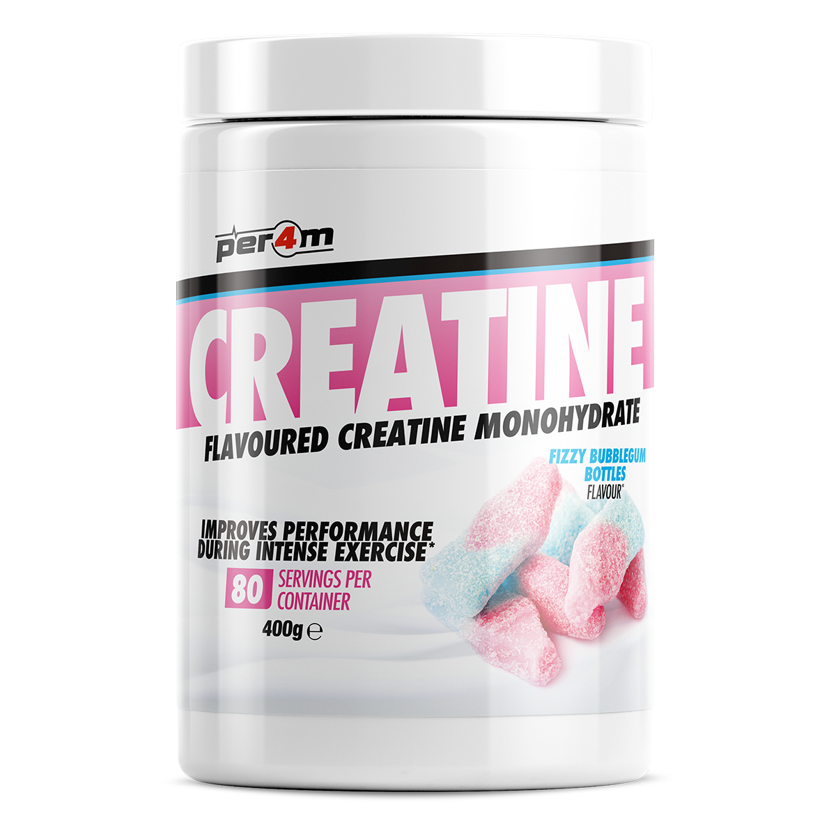 PER4M Creatine 400g Fizzy Bubblegum Bottles
