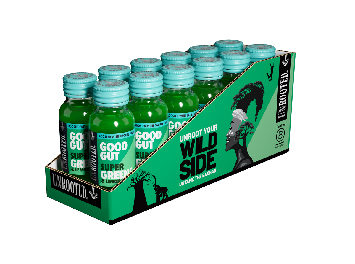 UNROOTED Good Gut Super Greens & Lemon 12x60ml