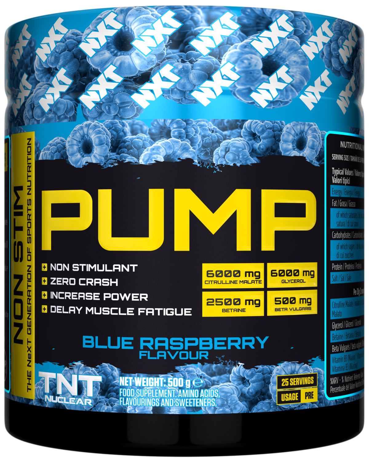 NXT Nutrition TNT Nuclear PUMP 500g Blue Raspberry