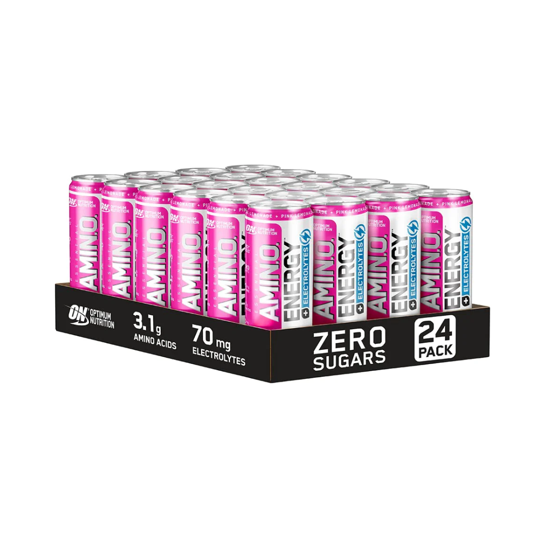 Optimum Nutrition Amino Energy + Electrolytes Pink Lemonade tray 24 x 250ml cans