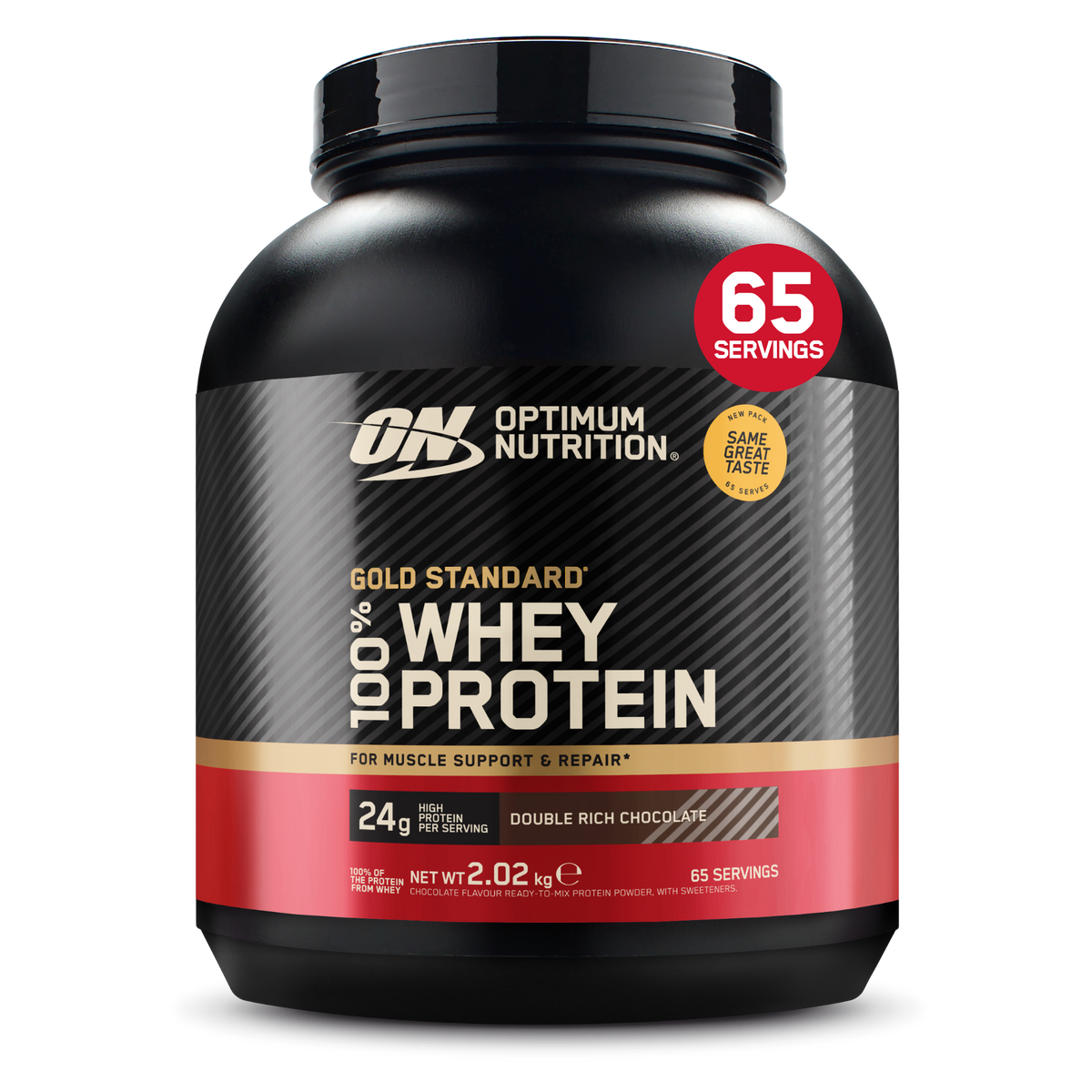 Optimum Nutrition Gold Standard 100% Whey 2.02kg Double Rich Chocolate front tub