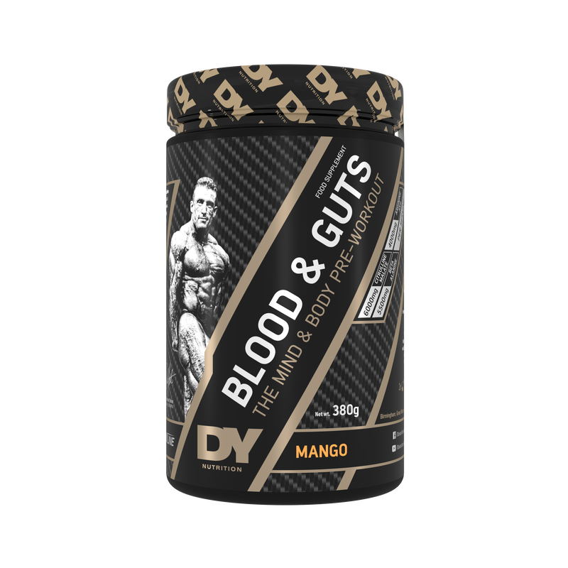 DY Nutrition Blood & Guts Mango 380g front-facing tub