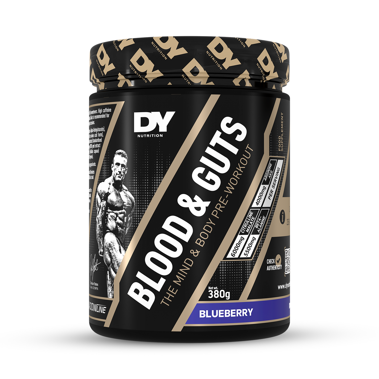 DY Nutrition Blood & Guts Blueberry 380g front-facing tub
