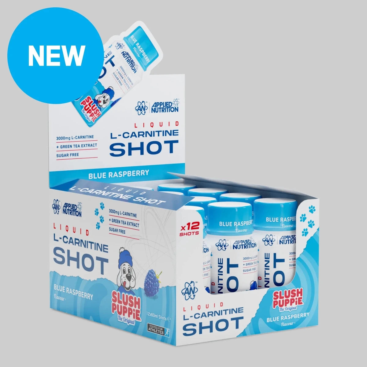 Applied Nutrition L-Carnitine Shots SLUSH PUPPiE Blue Raspberry individual front-facing product photo (case of 12)