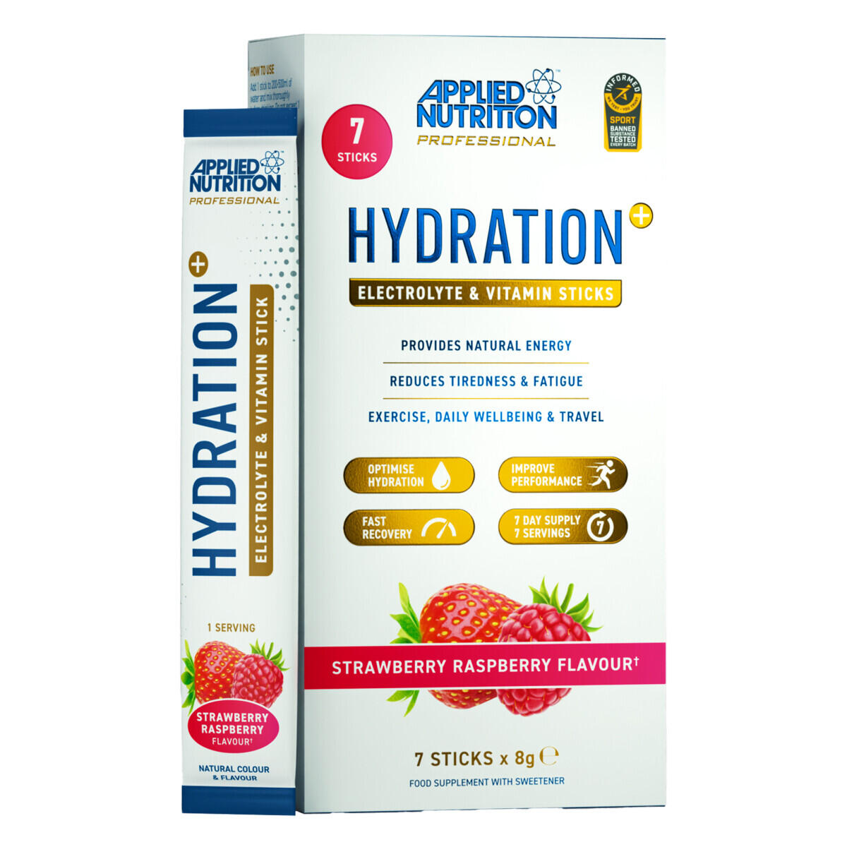 Applied Nutrition Hydration+ Sticks Strawberry Raspberry