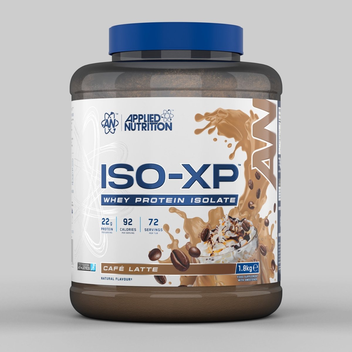Applied Nutrition ISO-XP 1.8kg Cafe Latte front-facing manufacturer tub