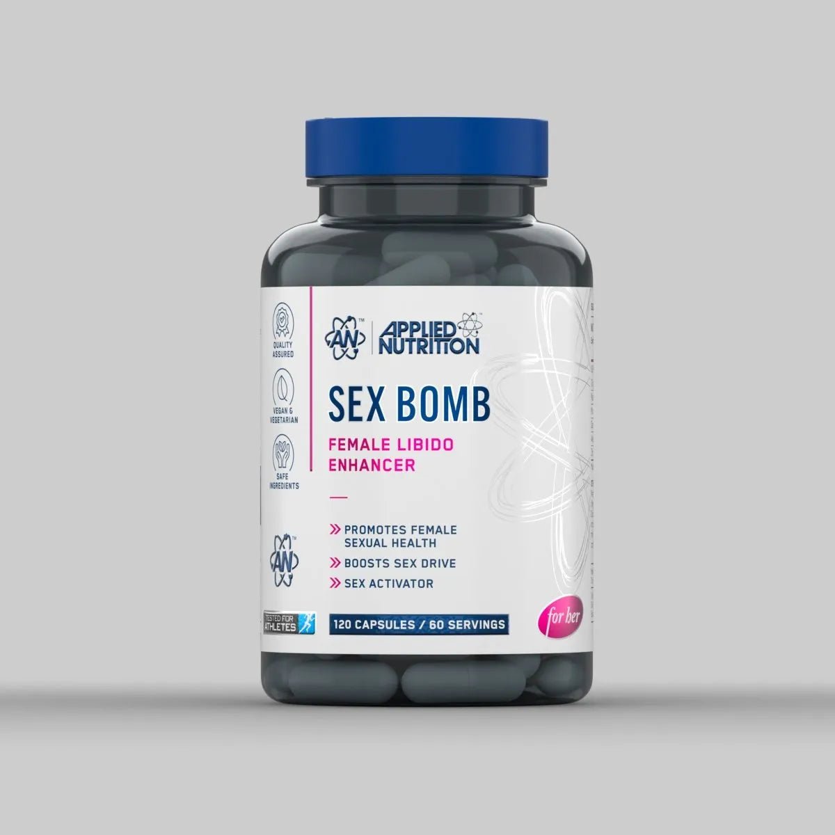 Applied Nutrition Sex Bomb For Her, front-facing 120-capsule bottle (60 servings)