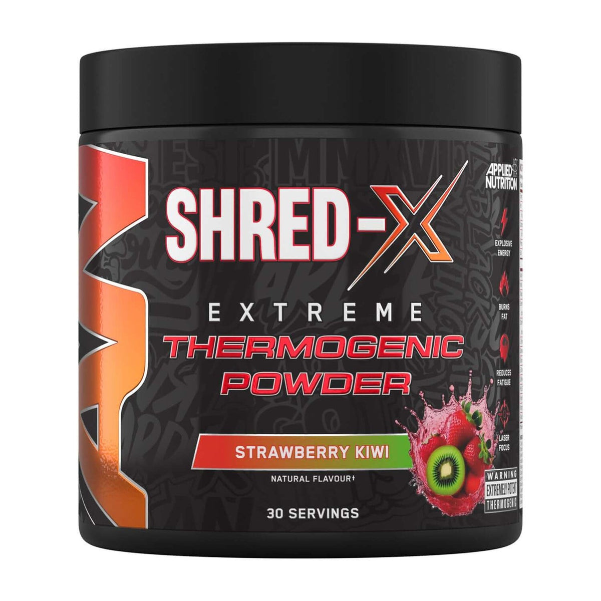 Applied Nutrition Shred-X Powder 300g Strawberry Kiwi, front-facing tub