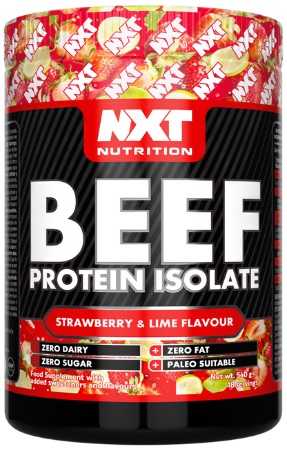 NXT Nutrition Beef Protein Isolate 540g Strawberry & Lime