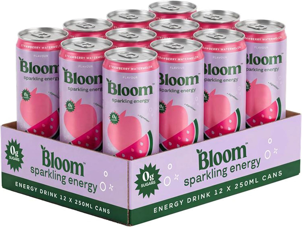 Bloom Sparkling Energy Strawberry Watermelon 12 x 250ml can tray