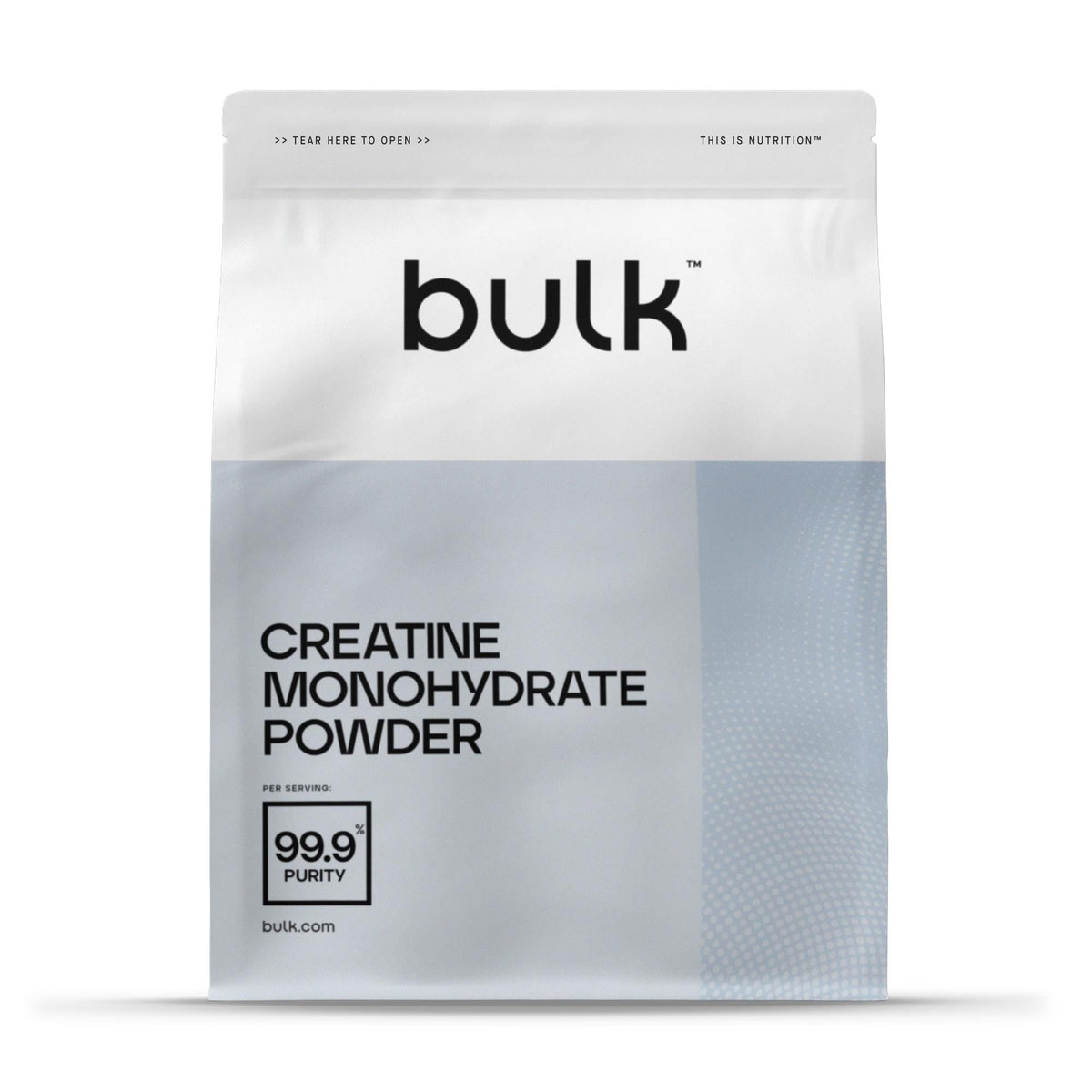 Bulk Creatine Monohydrate unflavoured powder front pouch image; 200g listing