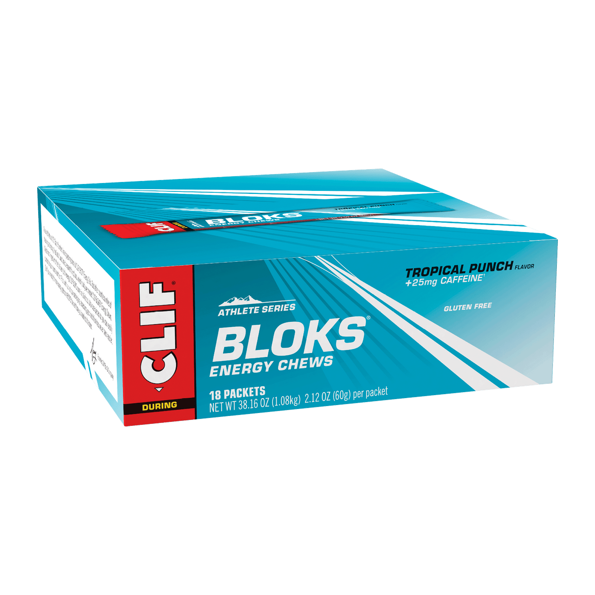 CLIF BLOKS Tropical Punch 18-packet box front product photograph