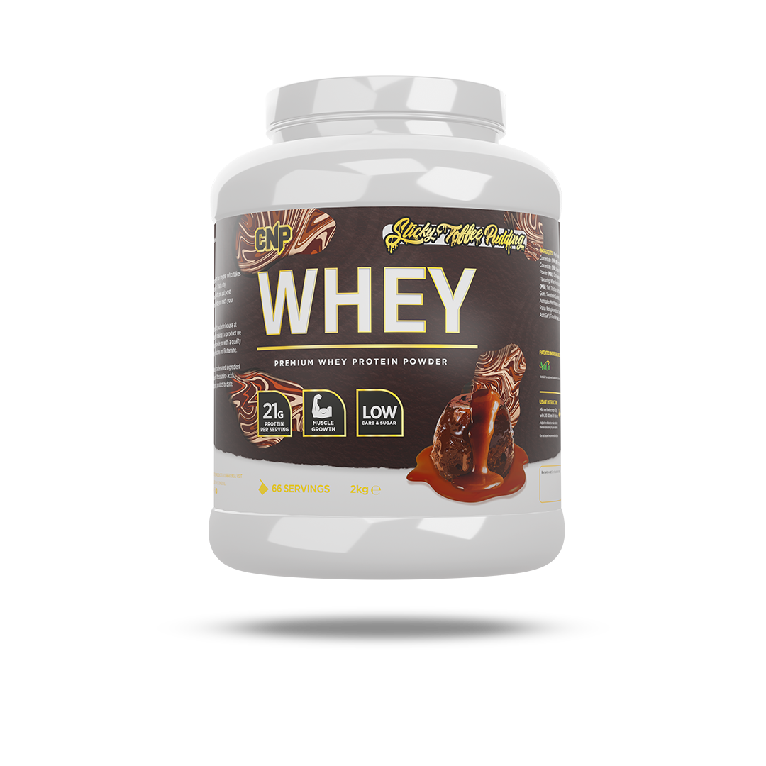 CNP Professional Whey 2kg Sticky Toffee Pudding flavour tub front