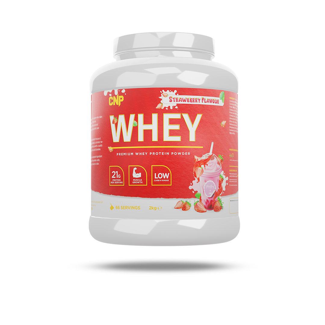 CNP Professional Whey 2kg Strawberry flavour tub front