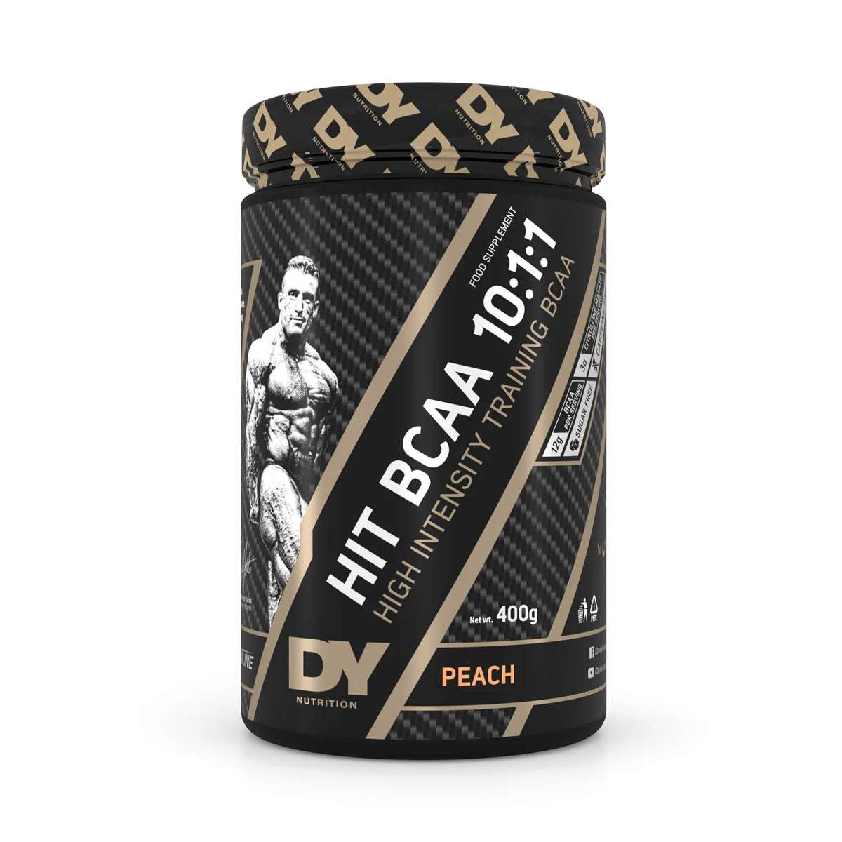 DY Nutrition HIT BCAA 10:1:1 400g Peach — front-facing tub