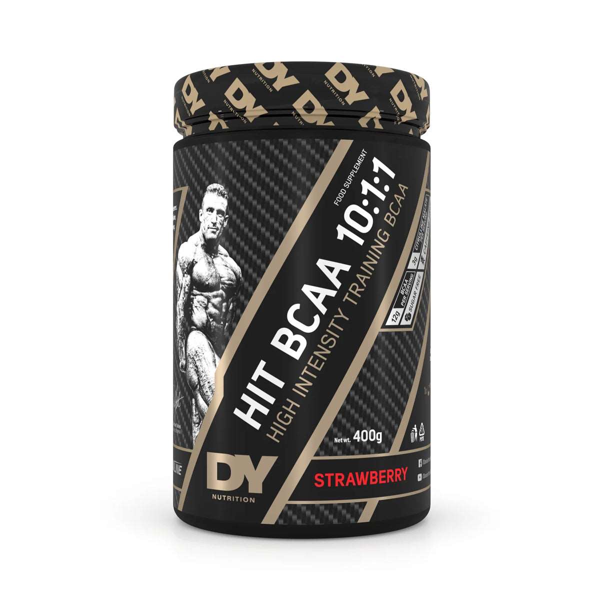 DY Nutrition HIT BCAA 10:1:1 400g Strawberry — front-facing tub