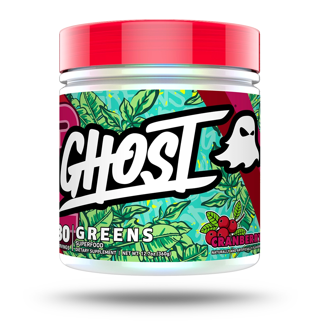 GHOST Greens Cranberry 30 servings, actual 360g tub front