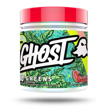 GHOST Greens Guava Berry 30 servings, actual 315g tub front