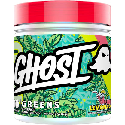 GHOST Greens Pink Lemonade 30 servings, actual 360g tub front