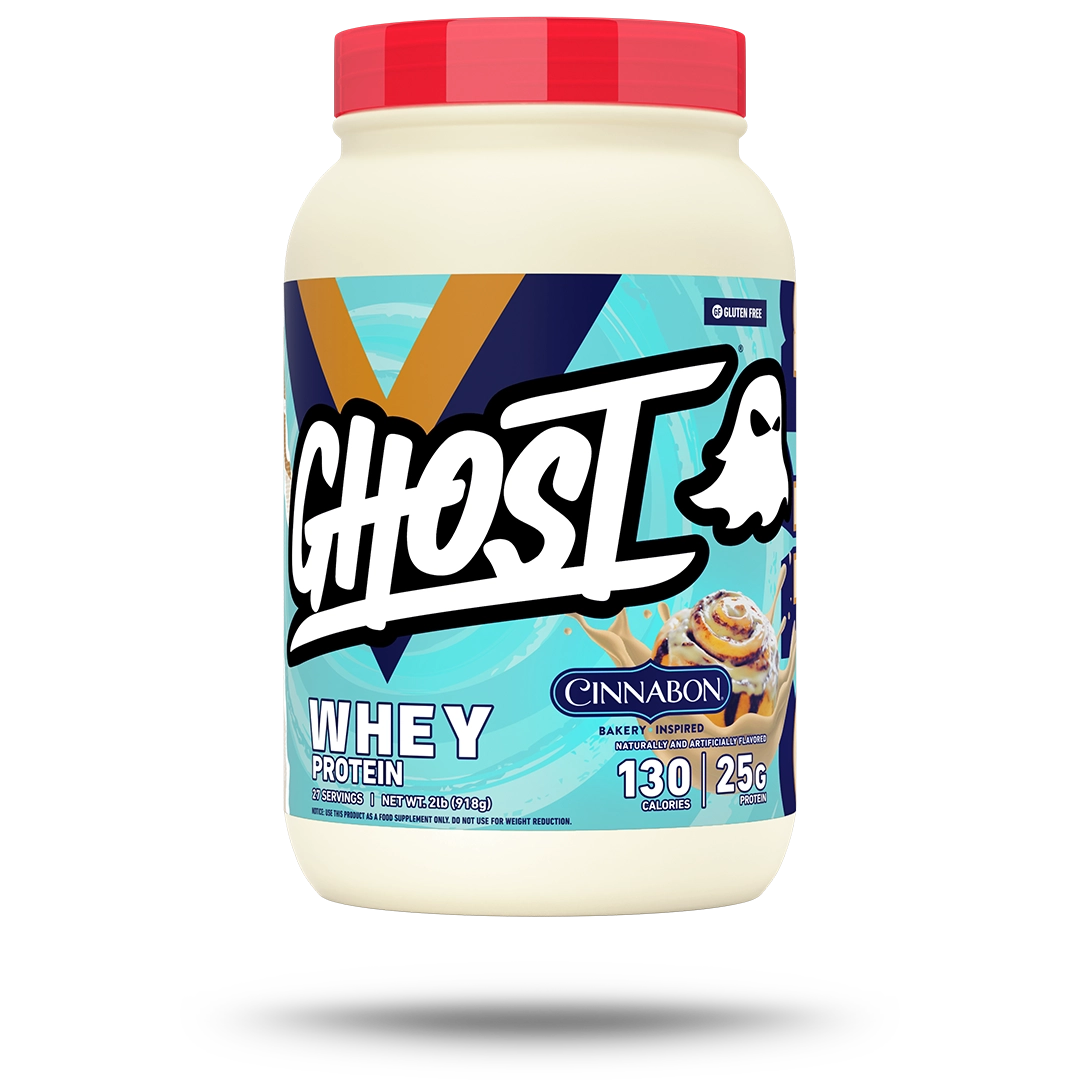 GHOST Whey Protein 924g Cinnabon – front-facing tub