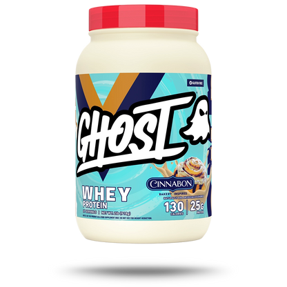 GHOST Whey Protein 924g Cinnabon – front-facing tub