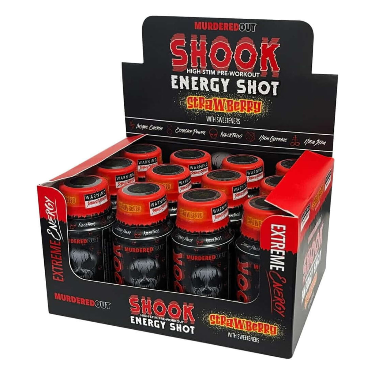 Murdered Out Shook Energy Shot 12 x 60ml Strawberry