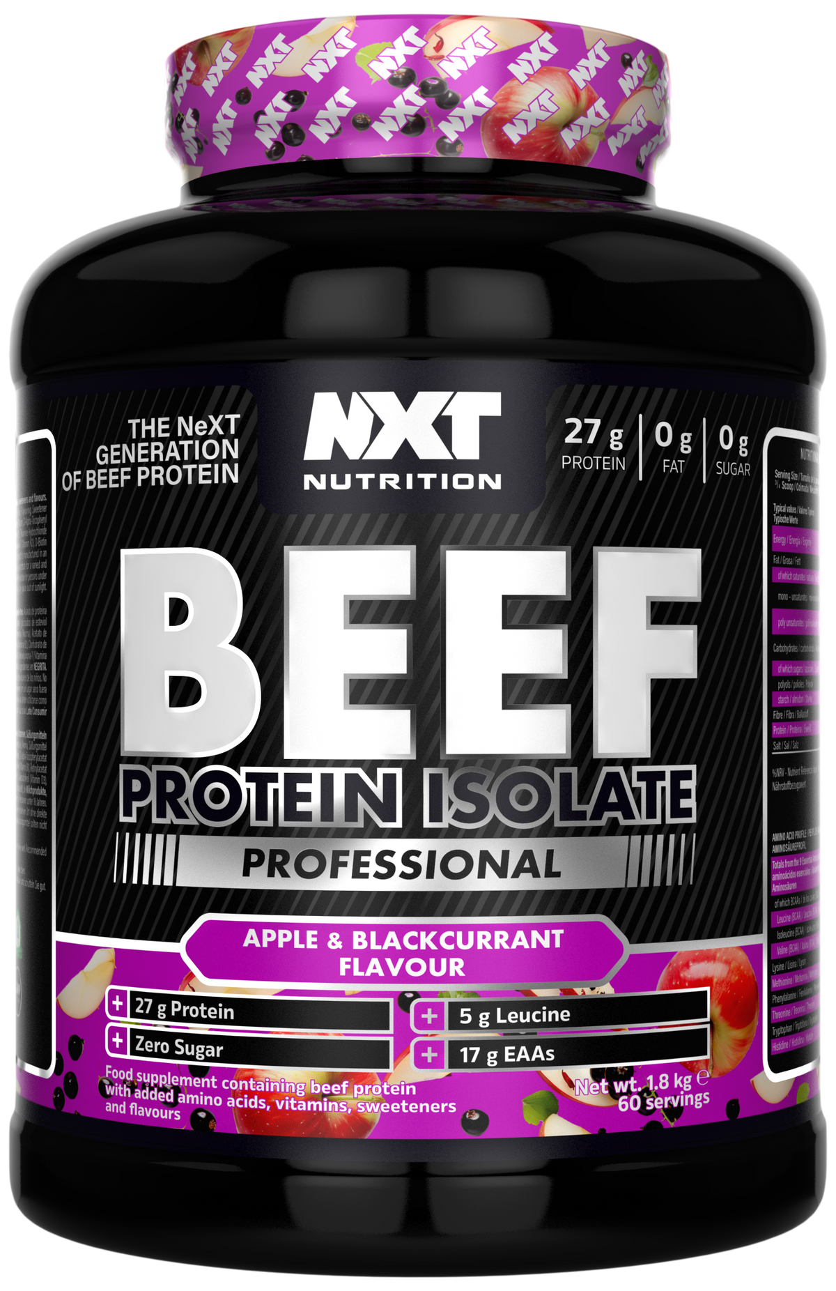 NXT Nutrition Beef Protein Isolate Professional 1.8kg Apple and Blackcurrant