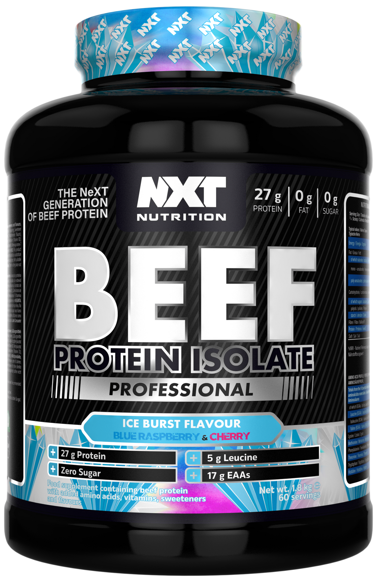NXT Nutrition Beef Protein Isolate Professional 1.8kg Ice Burst