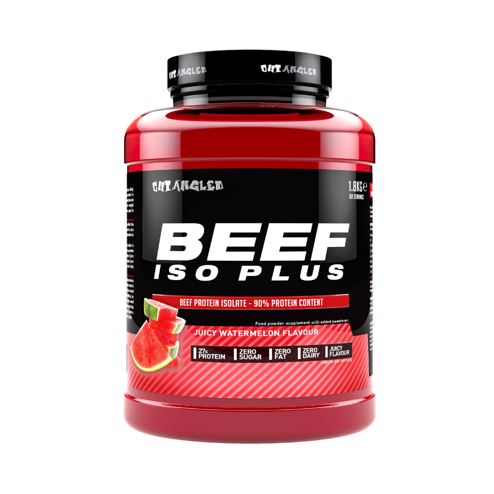 Outangled Beef ISO Plus 1.8kg Juicy Watermelon front of tub on plain background