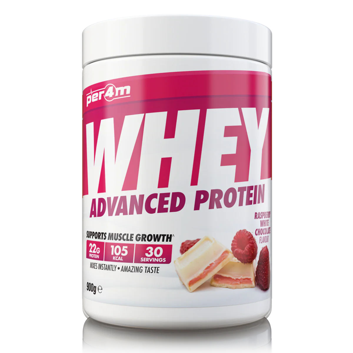 Per4m Advanced Whey Protein 900g Raspberry White Chocolate