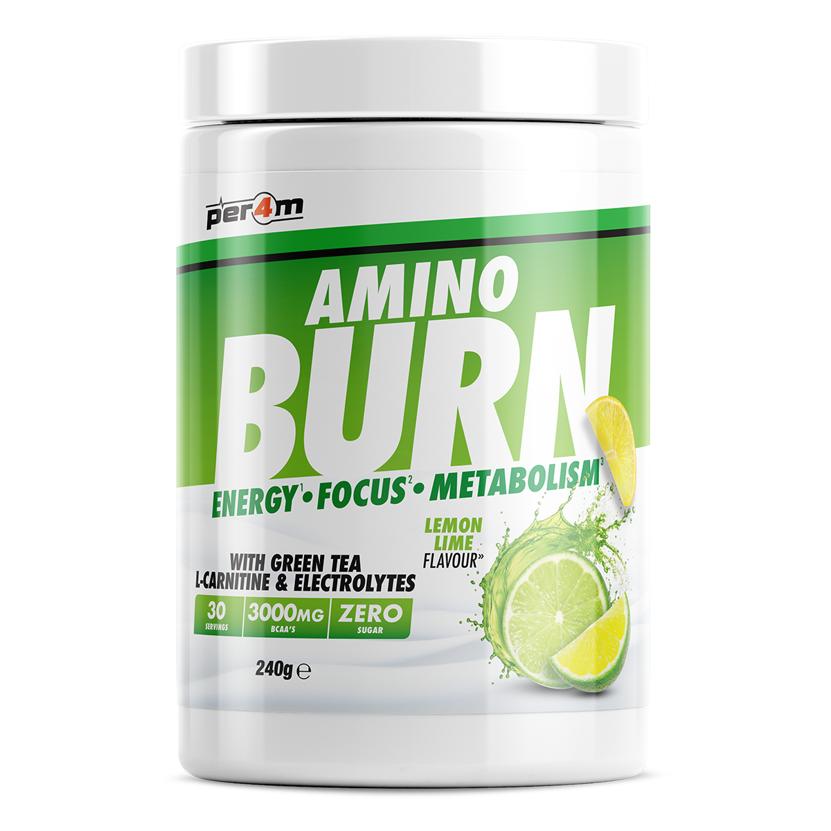 Per4m Amino Burn 240g Lemon Lime Popsicle tub