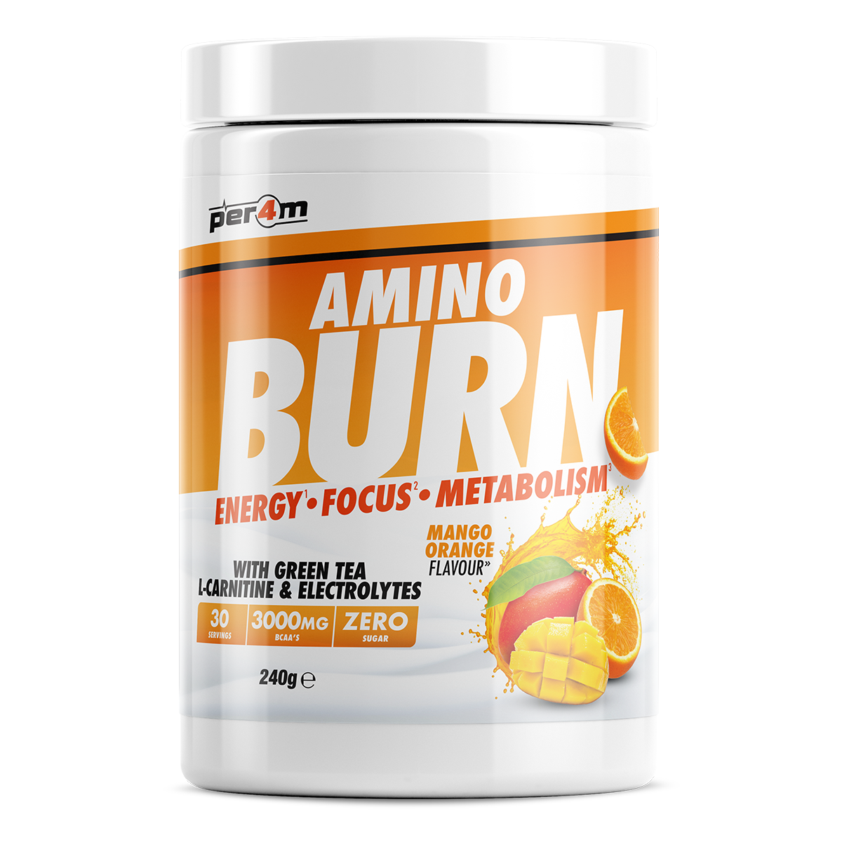 Per4m Amino Burn 240g Mango Orange tub