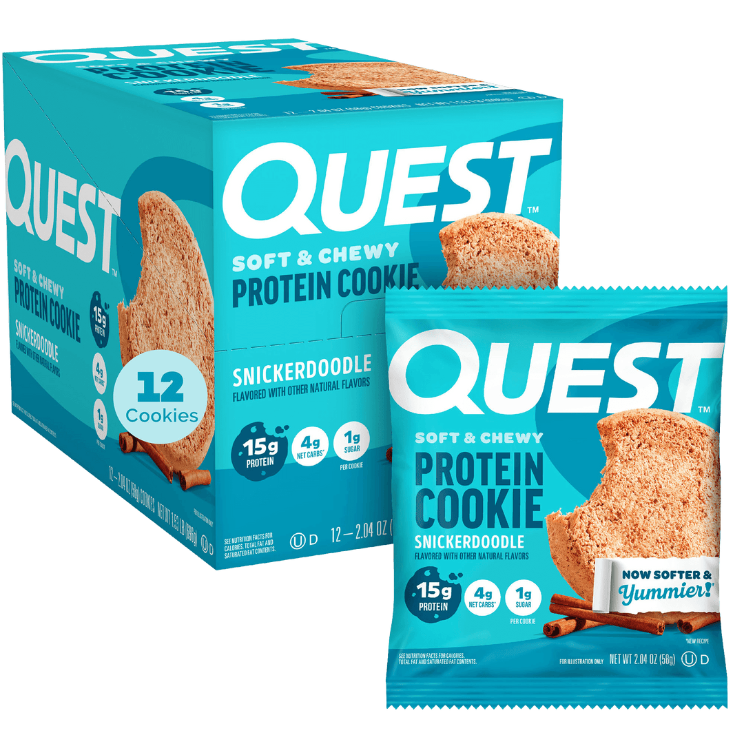 Quest Snickerdoodle soft-baked protein cookies case of 12 x 58g packs