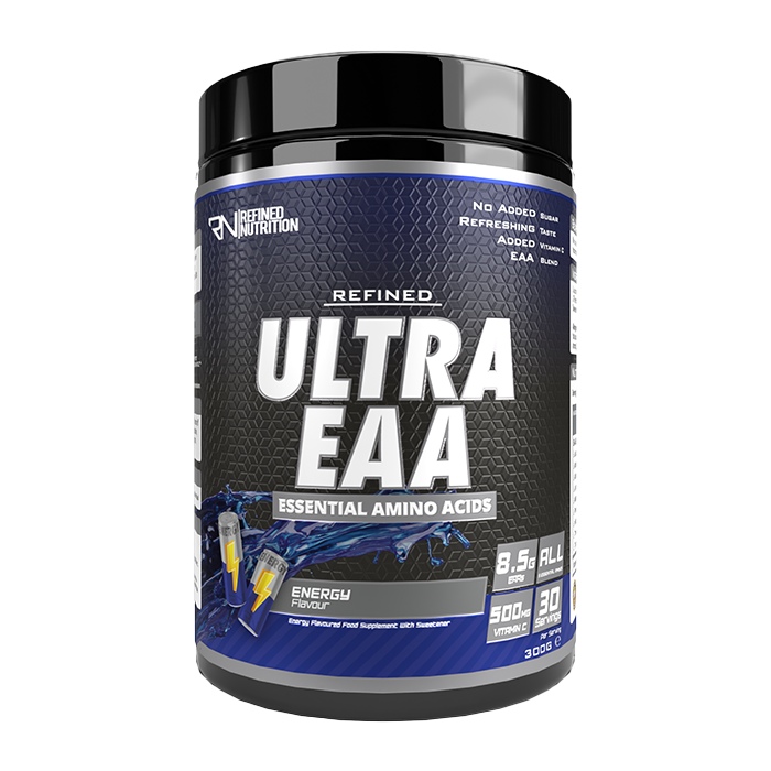 Refined Nutrition Ultra EAA 300g Energy – front-facing manufacturer tub