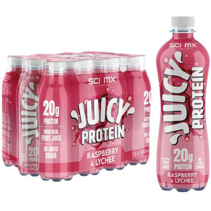 SCI-MX Juicy Protein 12 x 500ml Raspberry & Lychee