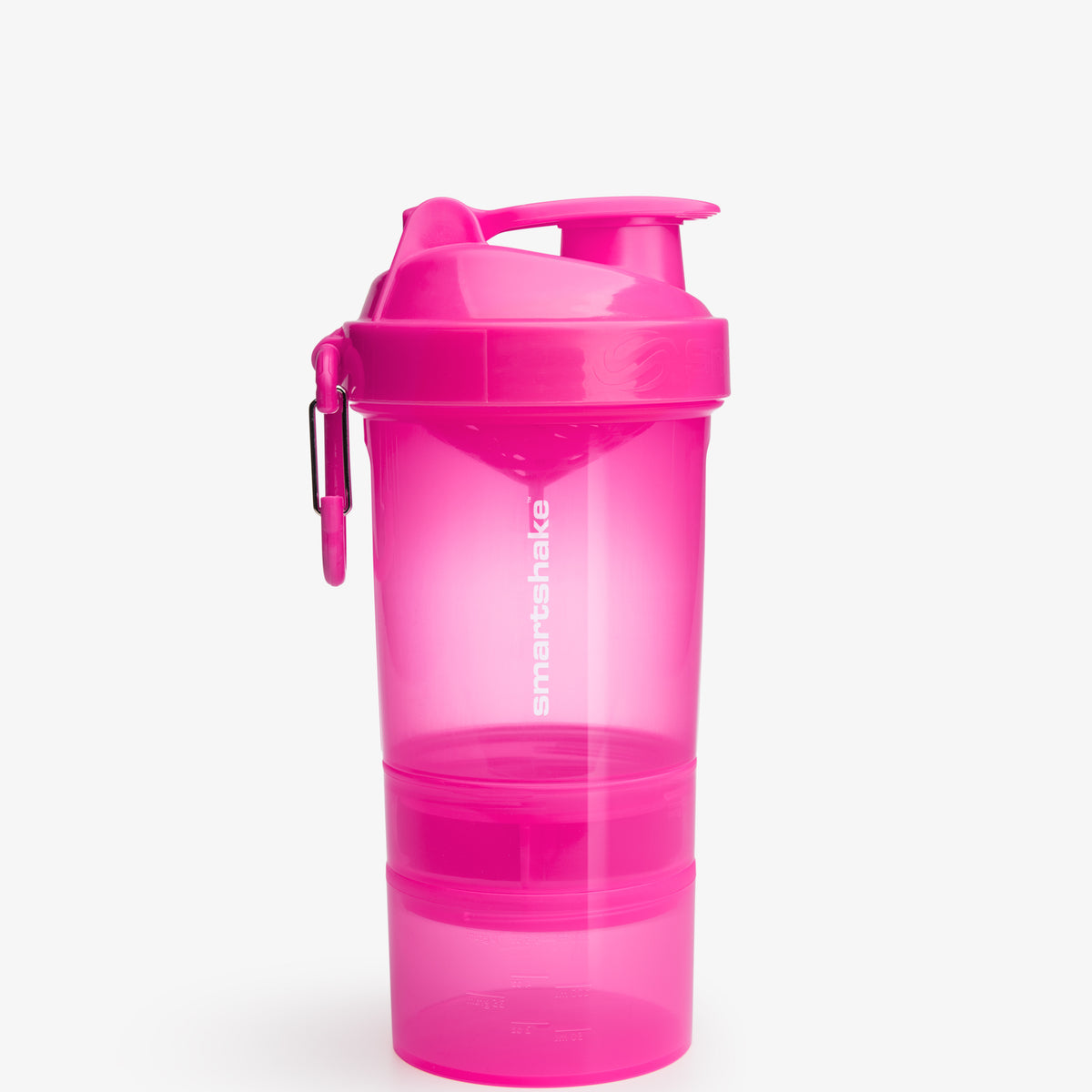 SmartShake Original2Go 600ml Neon Pink shaker, front view on white background