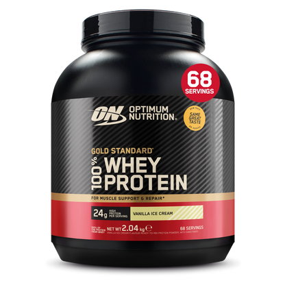 Optimum Nutrition Gold Standard 100% Whey 2.04kg Vanilla Ice Cream front tub
