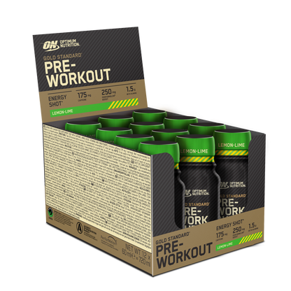 Optimum Nutrition Gold Standard Pre-Workout Shot Lemon & Lime 12 x 60ml case