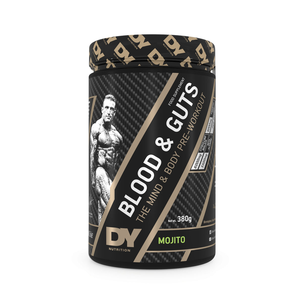 DY Nutrition Blood & Guts Mojito 380g front-facing tub
