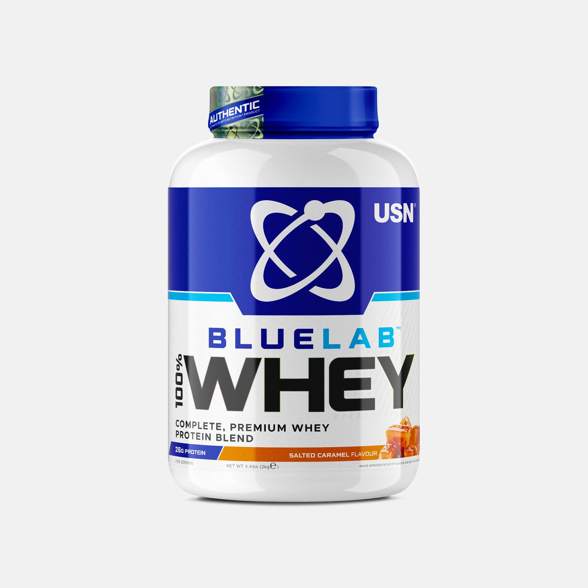 USN Blue Lab Whey 2kg Salted Caramel exact pack front-facing product image