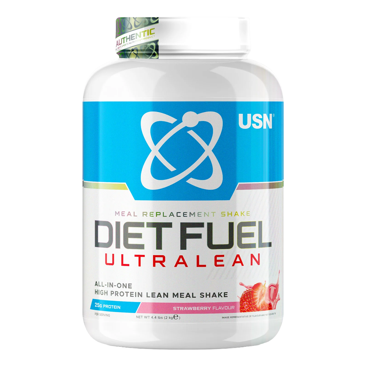 USN Diet Fuel Ultralean 2kg Strawberry front-facing tub