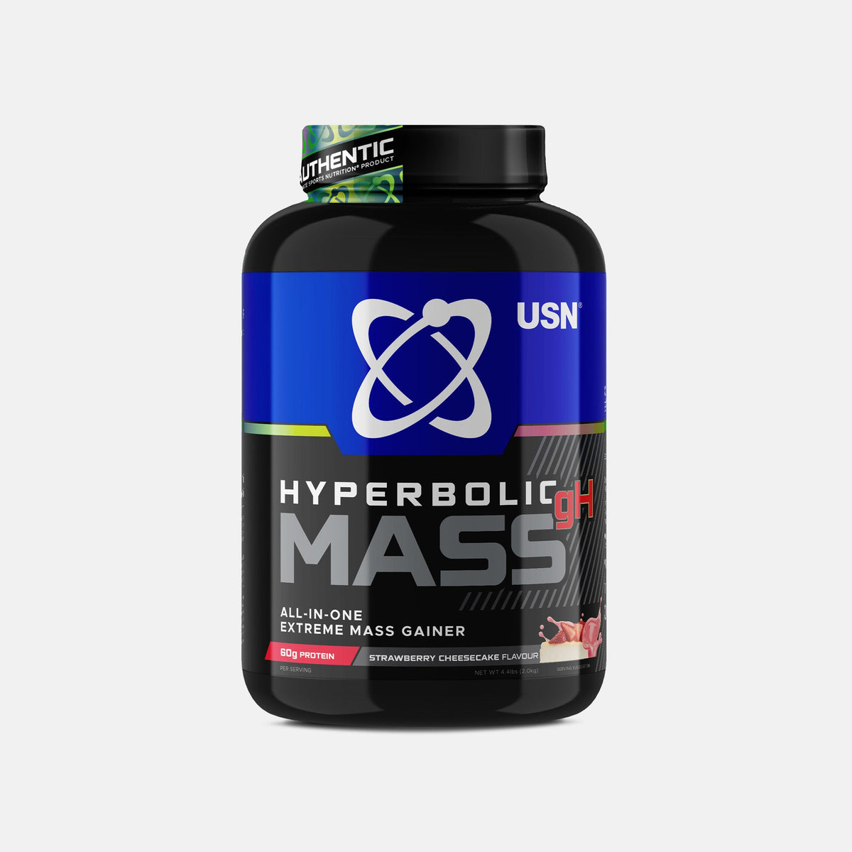 USN Hyperbolic Mass 2kg Strawberry Cheesecake front-facing tub