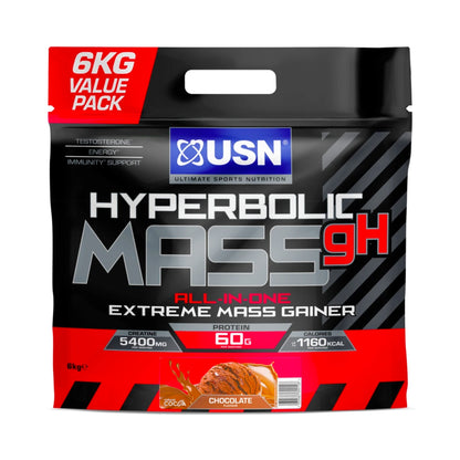 USN Hyperbolic Mass 6kg Chocolate front-facing bag