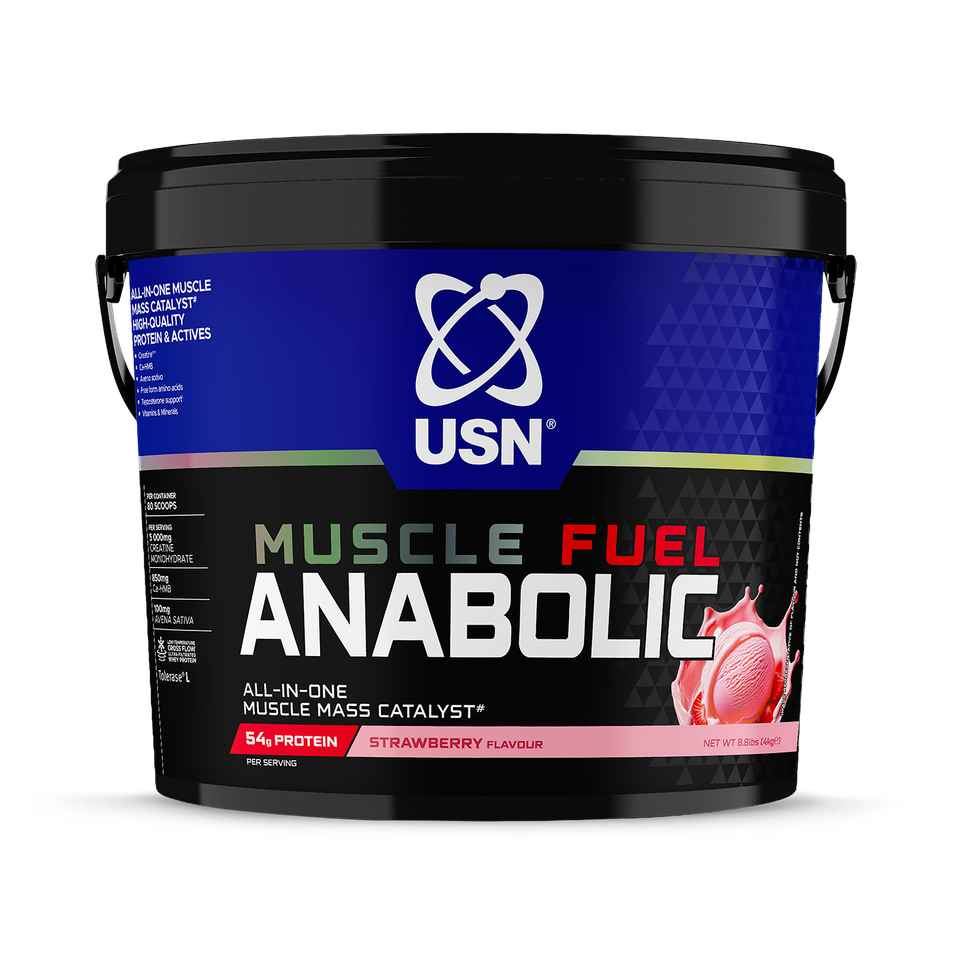 USN Muscle Fuel Anabolic 4kg Strawberry front-facing tub